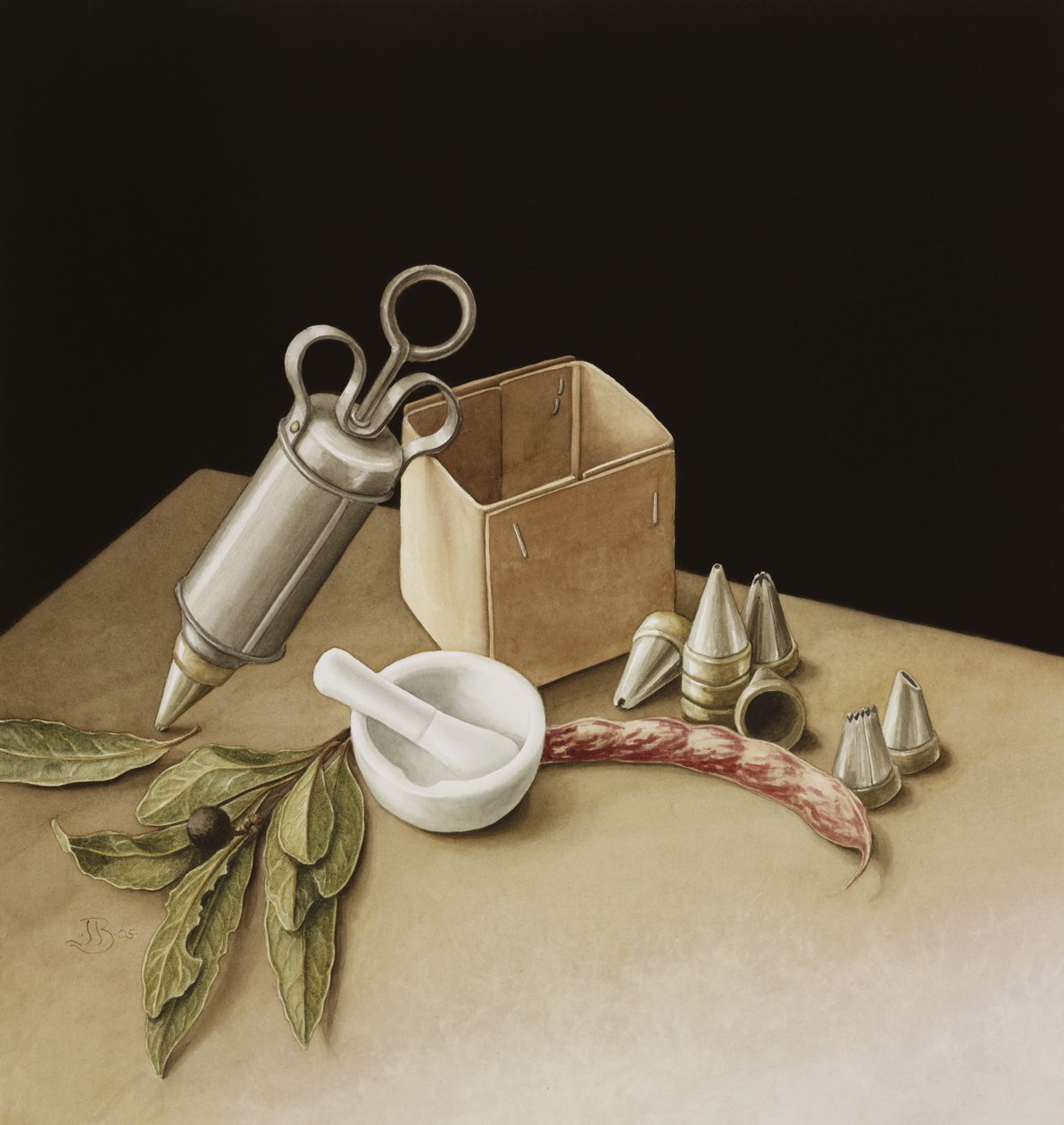 厨房几何，2005年（纸上wc） 作者 珍妮·巴伦（Jenny Barron）