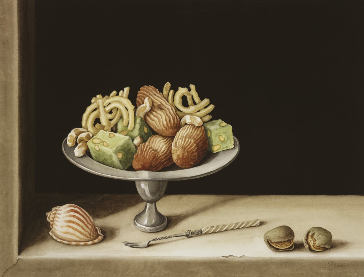 Sweetmeats，2002（wc on paper） 作者 珍妮·巴伦（Jenny Barron）