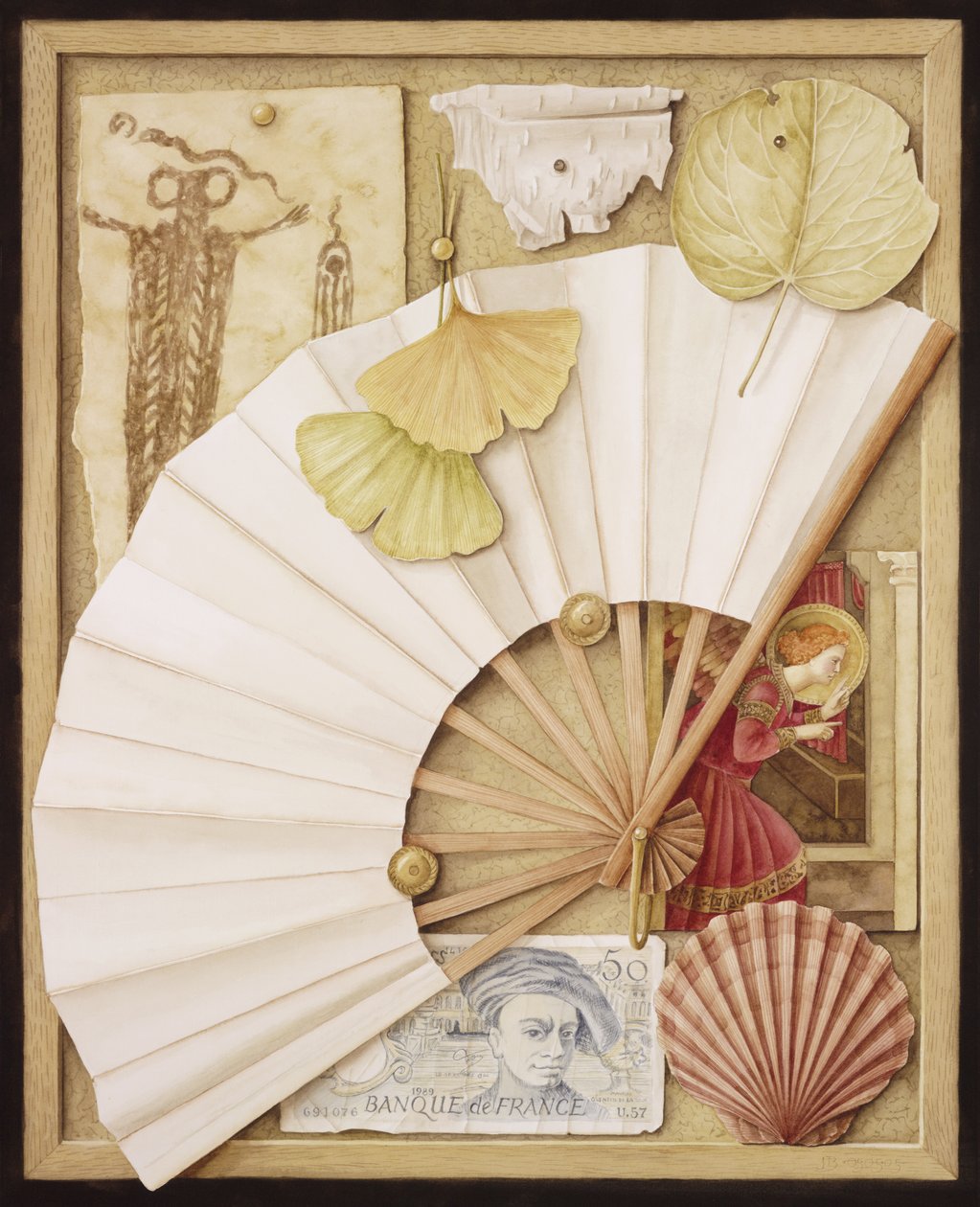 Trompe LOeil with Fan，2005（wc on paper） 作者 珍妮·巴伦（Jenny Barron）