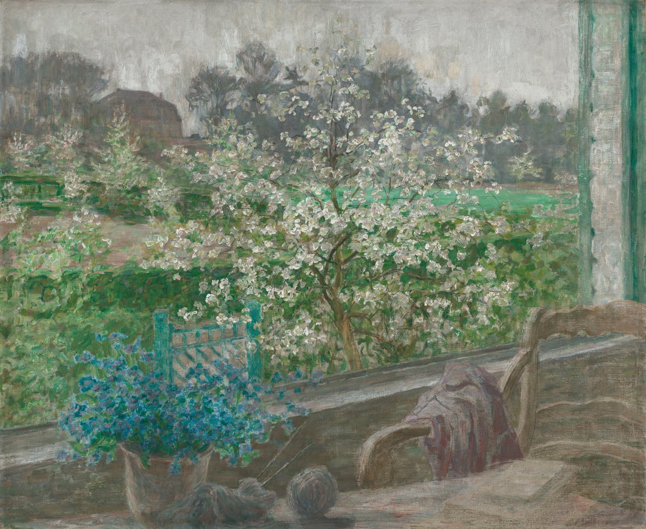 我的窗户》，约 1910 年（布面油画） 作者 珍妮·蒙蒂尼（Jenny Montigny）