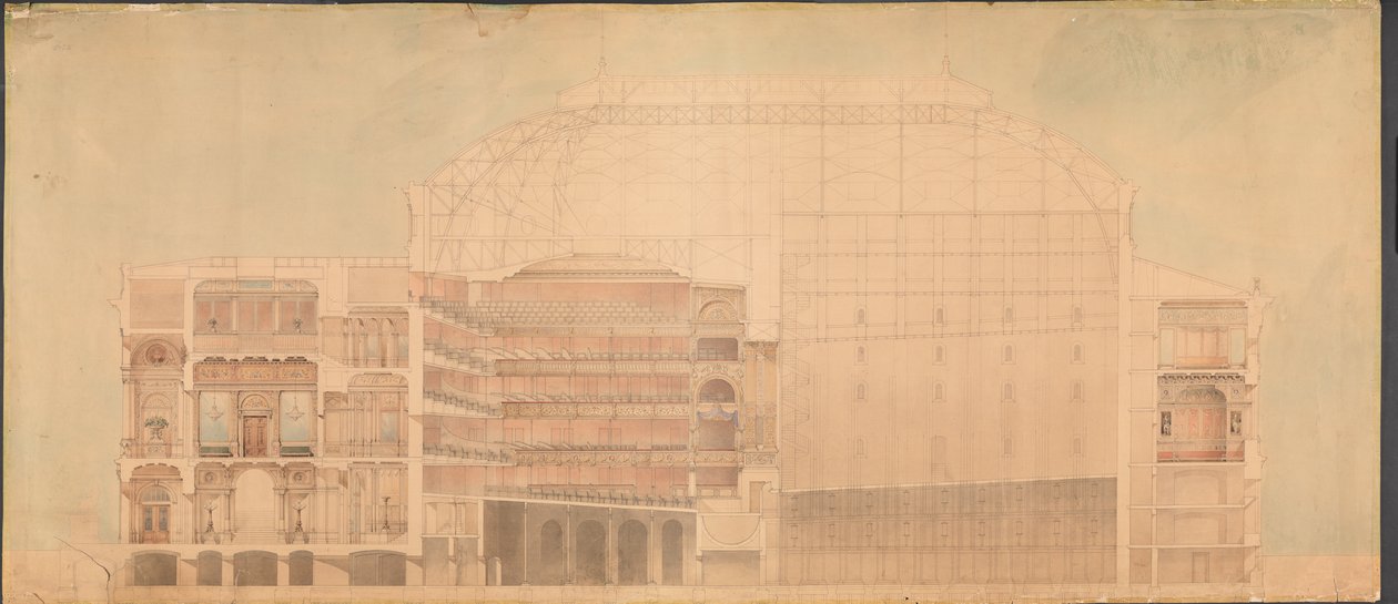 皇家剧院1874 年的剧院。纵切面 作者 延斯·威廉·达勒鲁普