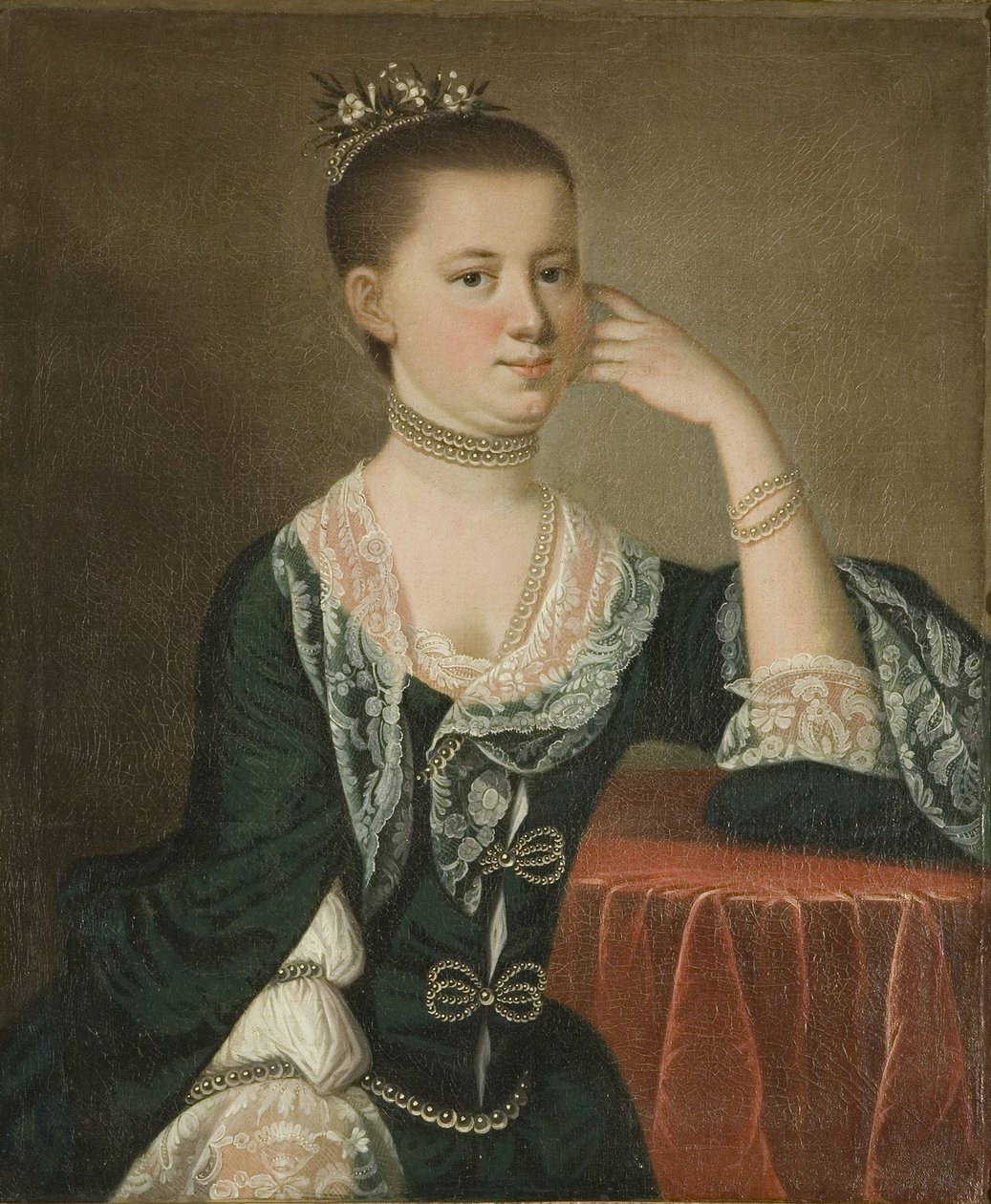 埃利亚斯·范德·霍斯特太太的肖像，约1763年（布面油画） 作者 耶利米。