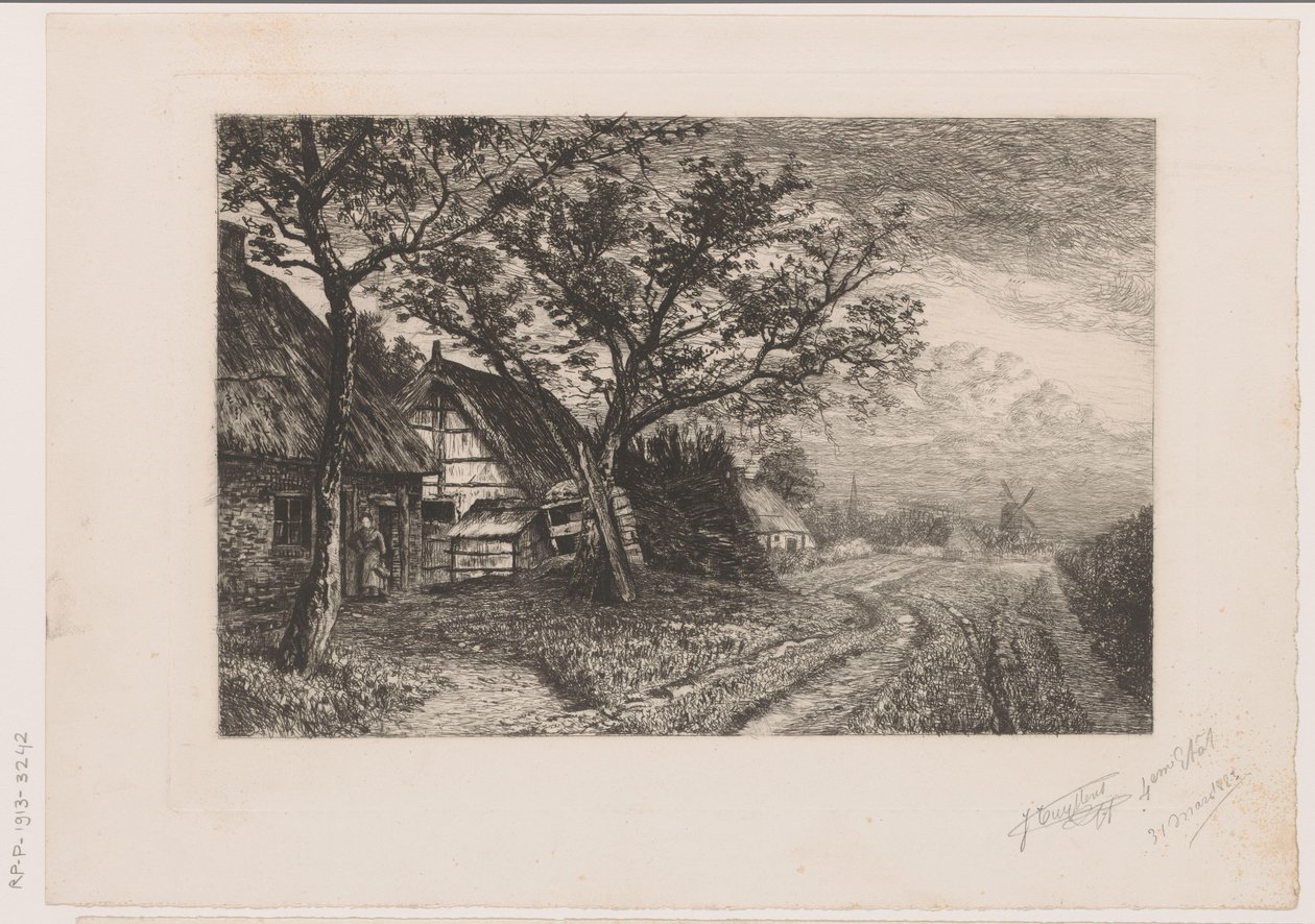 农场和磨坊景观 作者 Jerome Tuyttens（艺术家签名）