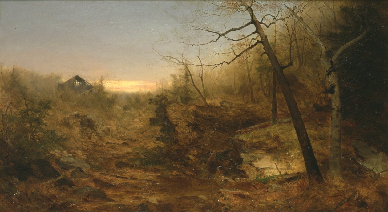 秋天，磨河流，1860年 作者 杰维斯·麦肯特（Jervis McEntee）