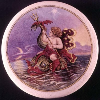由Jesse Austin（1806-79）绘制的海洋若虫的普拉特器皿盖，1850年 作者 杰西·奥斯丁
