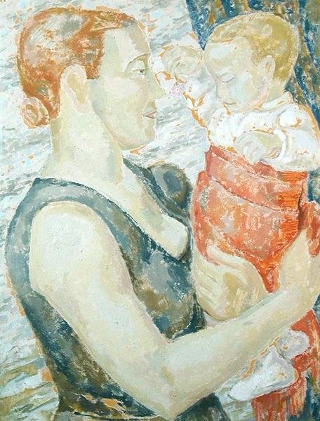 母亲和孩子，约1932年（石膏板上的油画） 作者 杰西卡·斯图尔特（Jessica Stewart Dismorr）