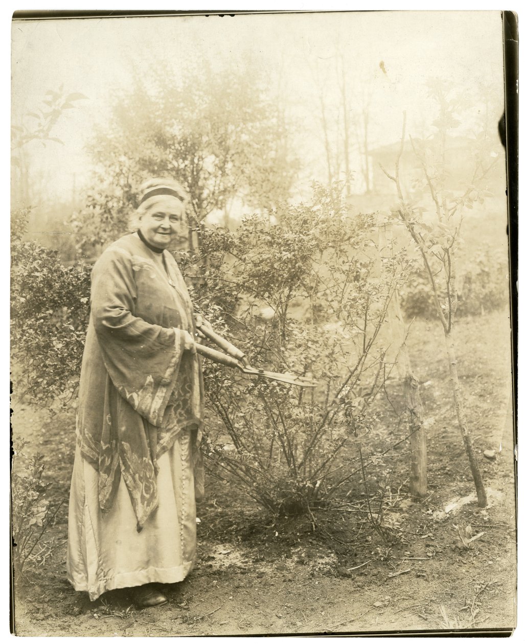 阿尔泽尔-休伊特-韦德夫人--88岁--在纽约奥西宁的花园里，约1905-28（明胶银照片 作者 杰西·塔伯·比尔斯（Jessie Tarbox Beals）