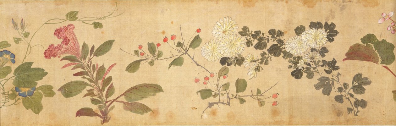 一百朵花，17世纪初（彩绘丝绸）（细节：另见207347-58） 作者 陈佳彦