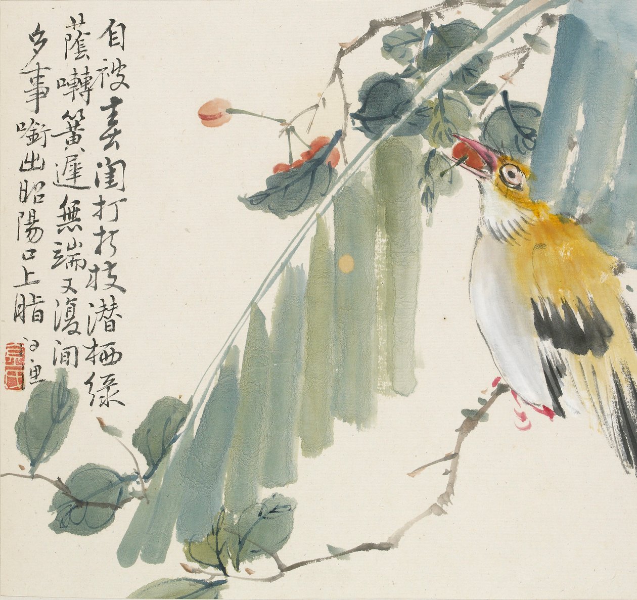 叼着樱桃的金黄鹂，1857年 作者 金元