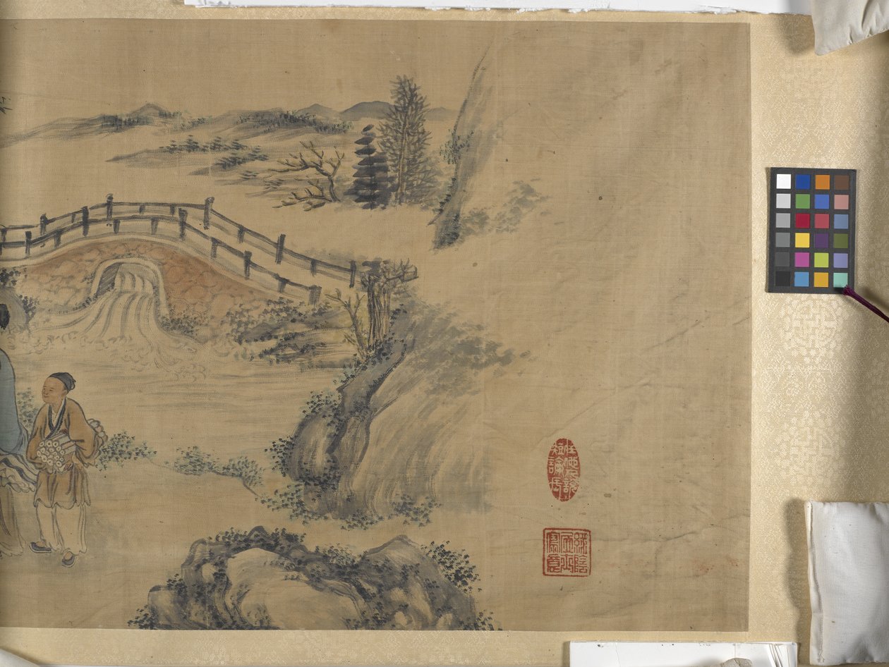 兰亭集序》（绸缎上的水墨和色彩） 作者 陈九如