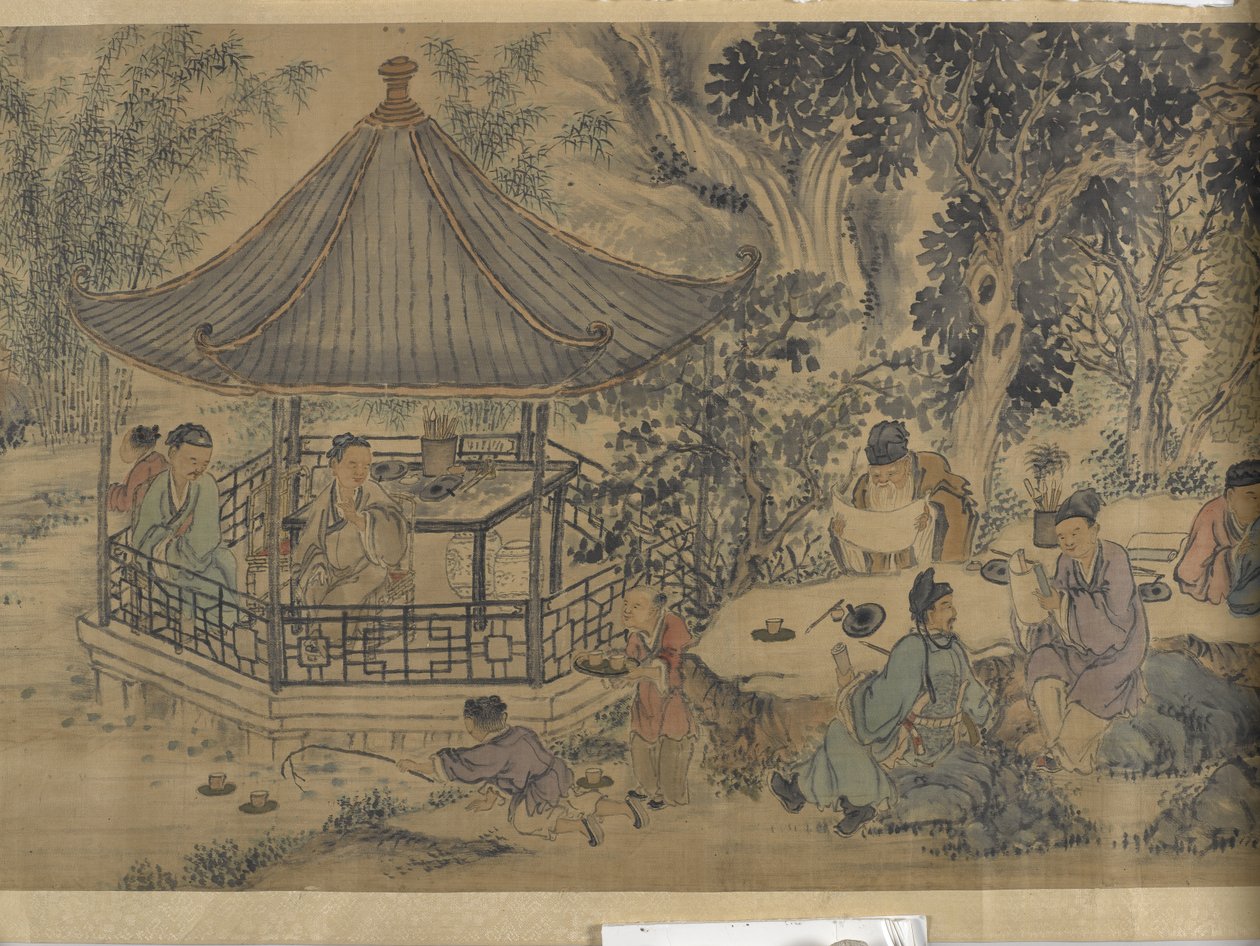 兰亭集序》（绸缎上的水墨和色彩） 作者 陈九如