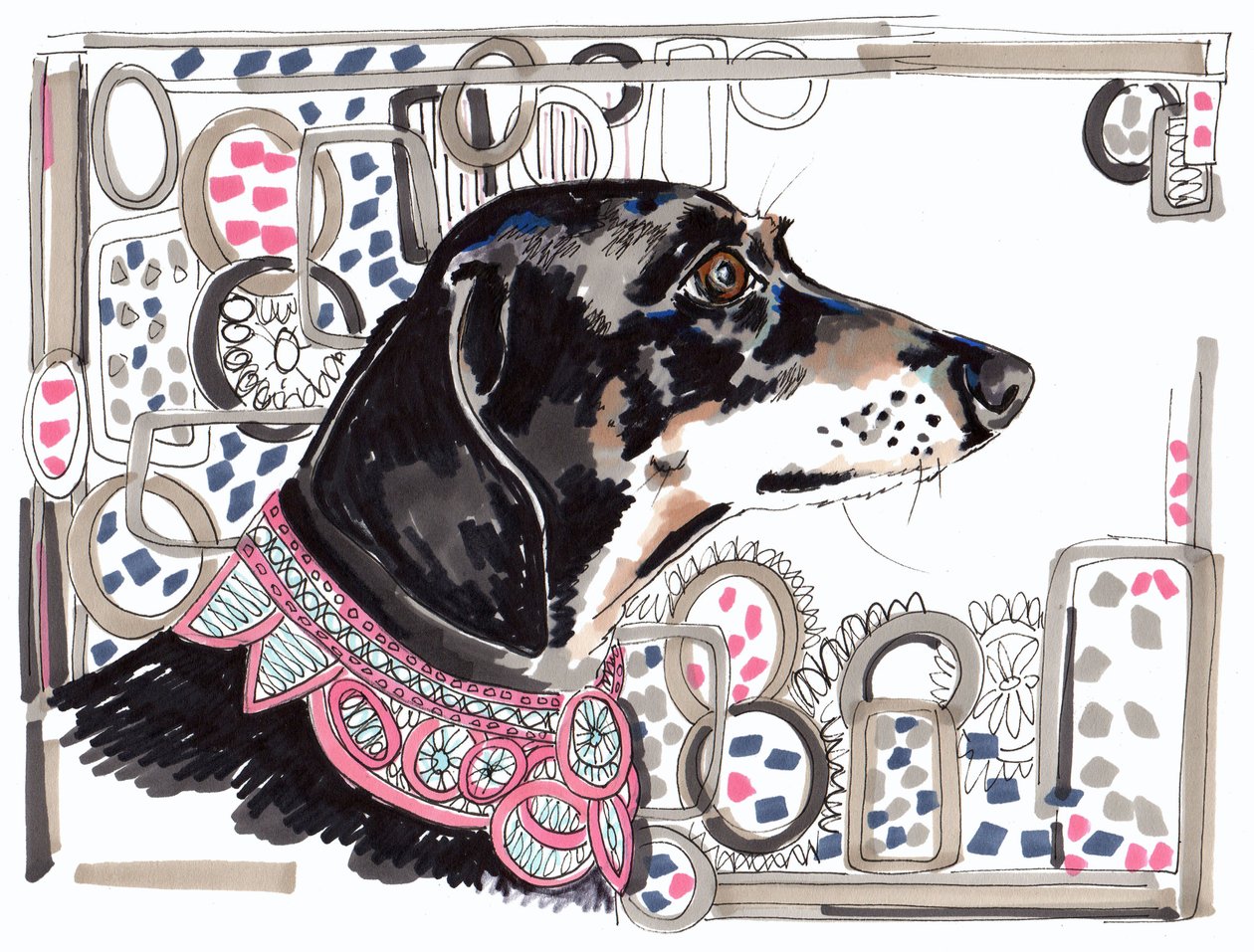 Lacey The Dachshund，2013，（笔，墨水在纸上） 作者 乔·钱伯斯