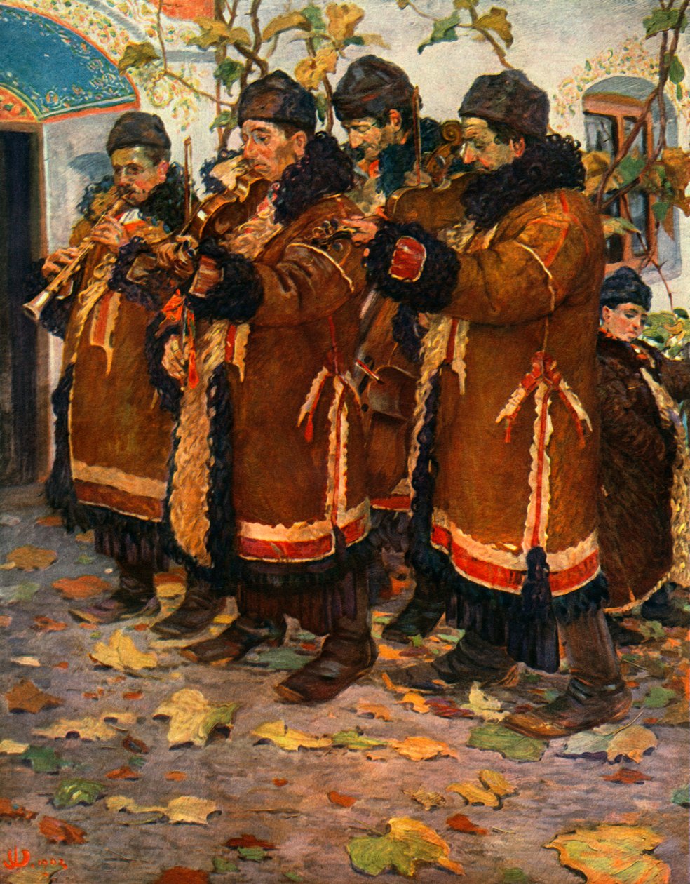 赫罗兹诺夫·洛达（HroznovàLhota）的音乐家：单簧管，小提琴和低音提琴。 1861-1940年，1948年 作者 乔扎·乌普卡（JožaUprka）