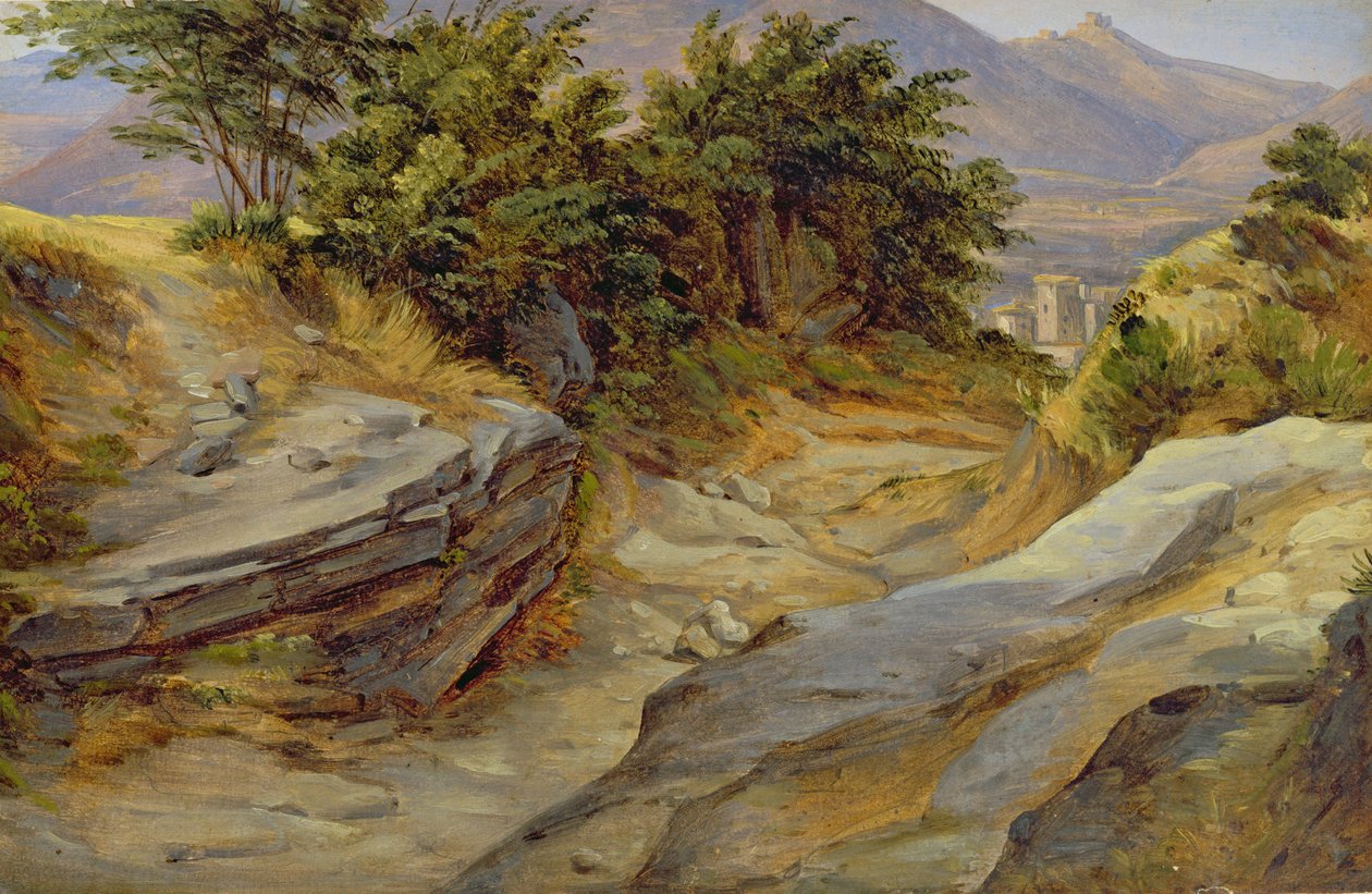 意大利山地景观，1824年（纸上写着） 作者 约阿希姆·法伯