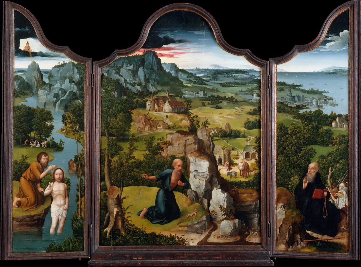 圣杰罗姆的忏悔（三联画） 作者 约阿希姆·帕蒂尼（Joachim Patinir）