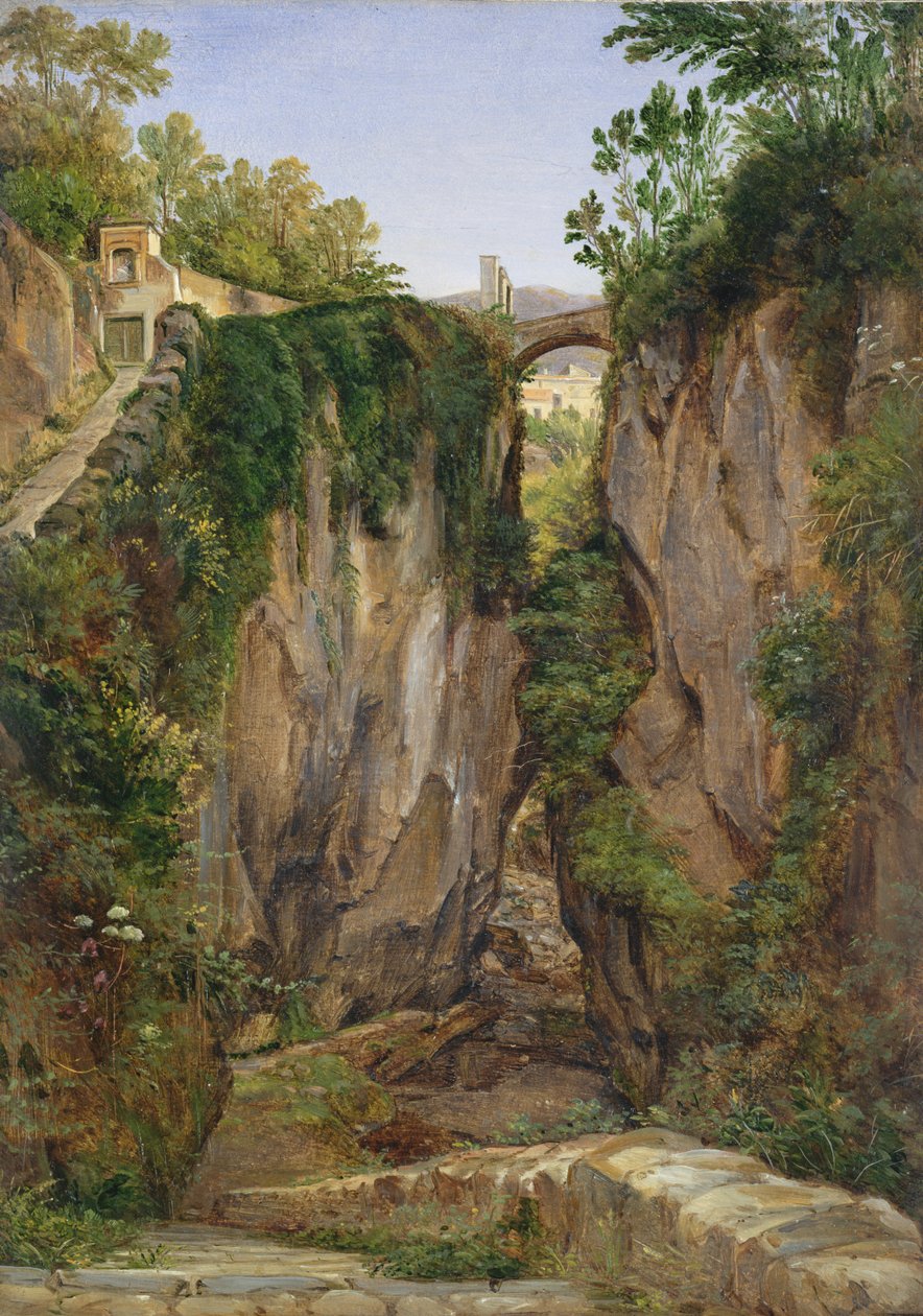 索伦托的岩石山谷，1823年（卡在纸上的油） 作者 约阿希姆·法伯
