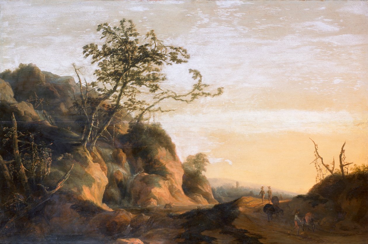 风景中的旅人（布面油画） 作者 约阿希姆（Joachim Govertsz Camphuysen）