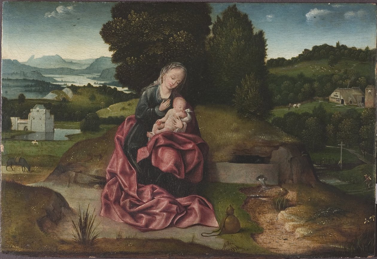 The Rest on the Flight into Egypt - The Rest on the Flight into Egypt, by Patinier (Patenier, Patinir), Joachim (ca. 1480-1524). 木头上的油。 尺寸：21.5x31 厘米。 斯德哥尔摩国家博物馆 作者 约阿希姆·帕蒂尼（Joachim Patinir）