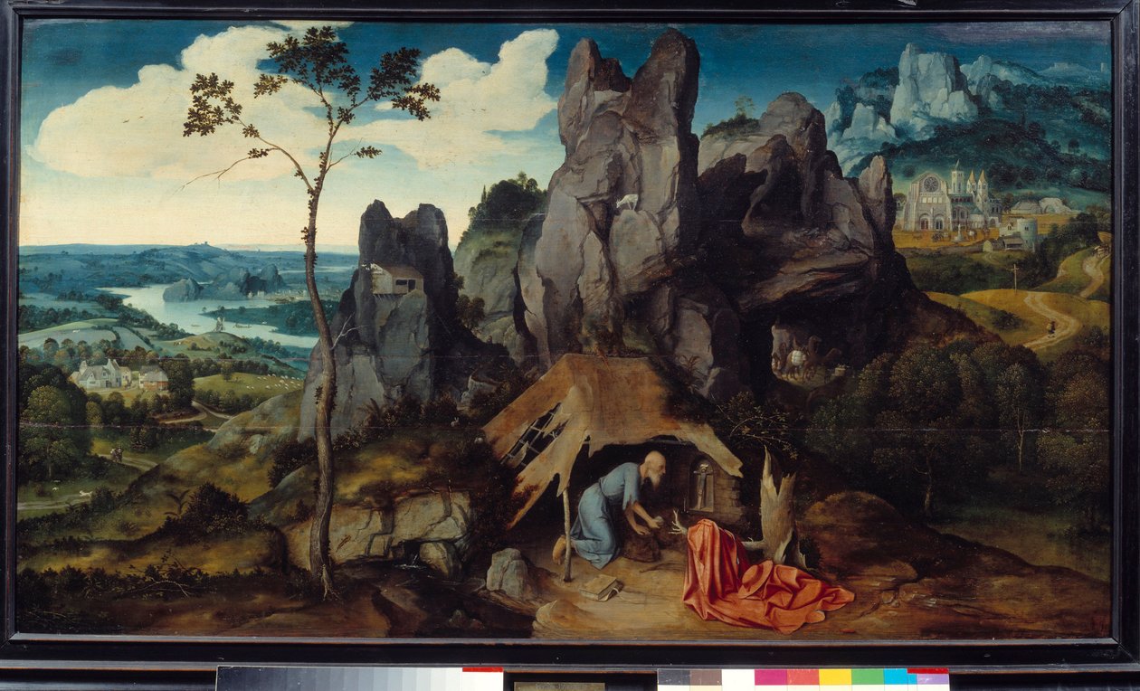约阿希姆·帕蒂尼尔 (Joachim Patinir) 的《沙漠中的圣杰罗姆》 (1485-1524) 作者 约阿希姆·帕蒂尼（Joachim Patinir）