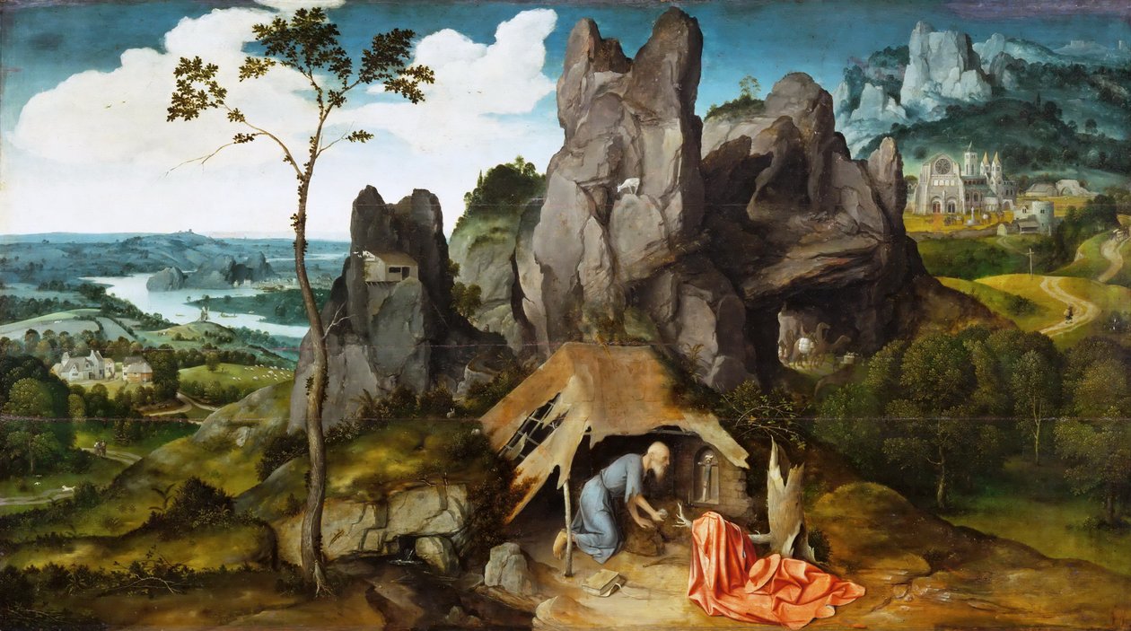 沙漠中的圣杰罗姆 作者 约阿希姆·帕蒂尼（Joachim Patinir）