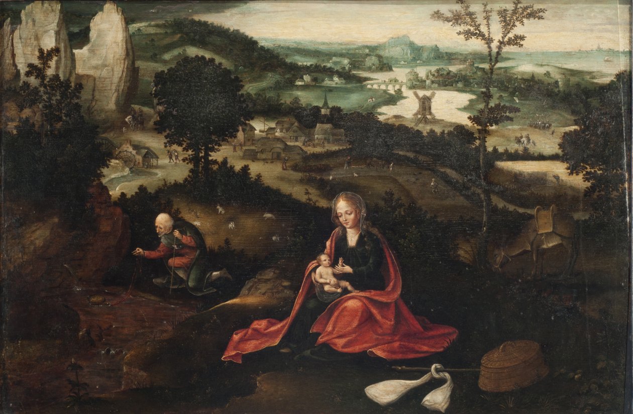 飞往埃及途中的其余部分（油画） 作者 约阿希姆·帕蒂尼（Joachim Patinir）