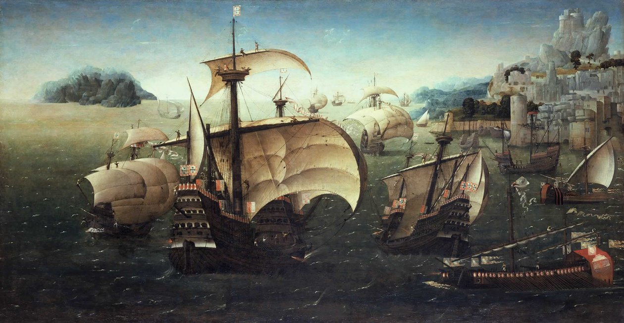 岩石海岸的葡萄牙兵营，约1540年 作者 约阿希姆·帕蒂尼尔 (Joachim Patinir) 的追随者