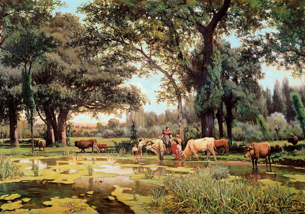 ""夏天Joaquim Vayreda i Vila（1843-1894 年）的画作。1880 年。巴塞罗那。加泰罗尼亚国家艺术博物馆 作者 