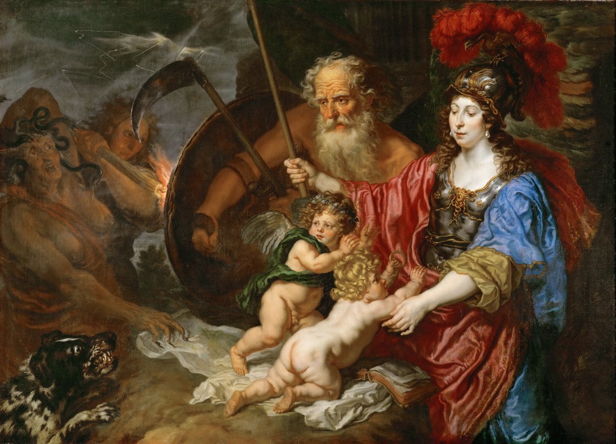Baroque : Minerve et Saturne protegeant les Arts et les Sciences de l