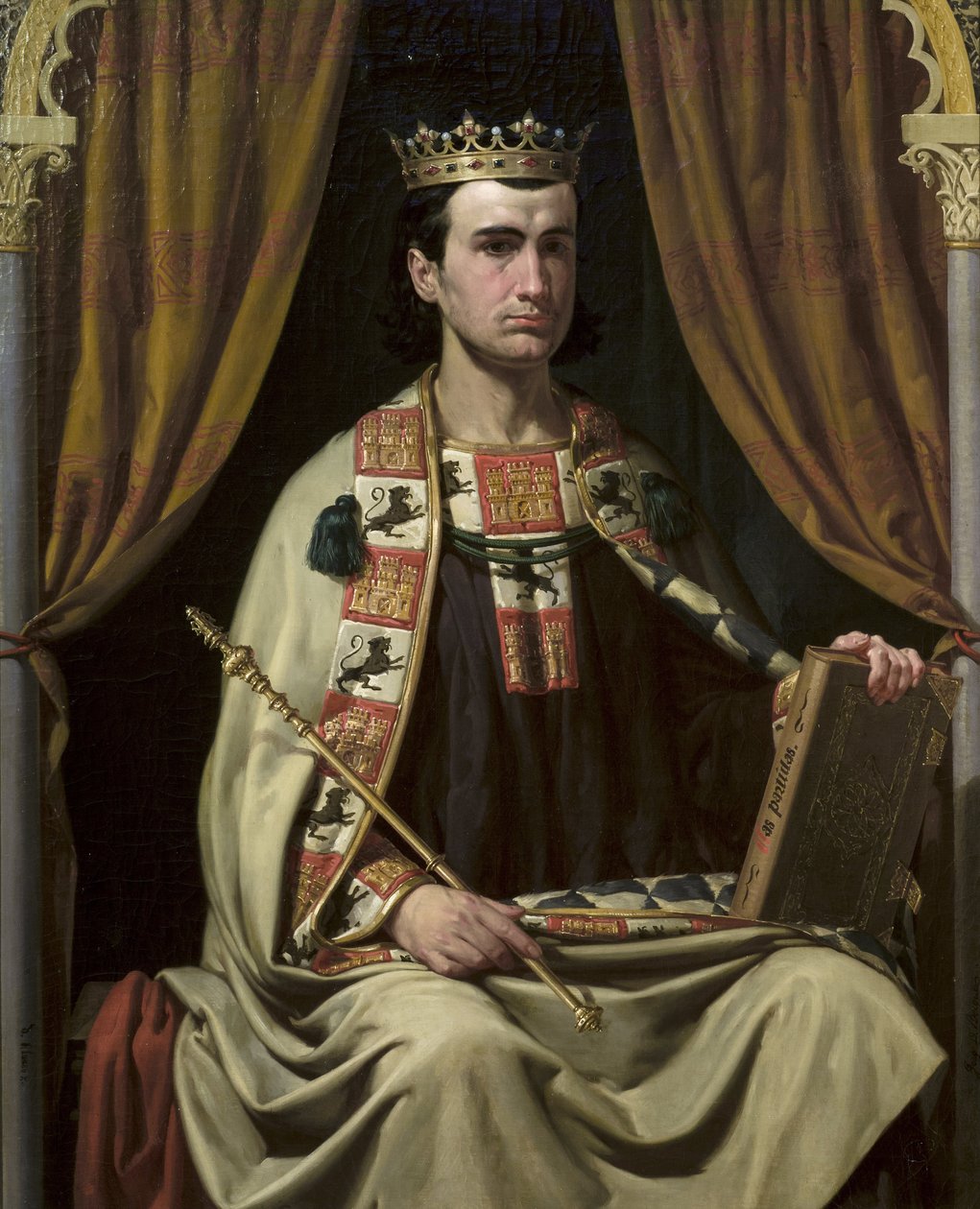 Le roi de Castille Alphonse X le sage (Alfonso X el Sabio) (1221-1284) - Portrait of Alfonso X (1221-1284), King of Castile - painting by Dominguez Becquer, Joaquin(1817-1879) - - Ayuntamiento de Sevilla 作者 约翰·多明格斯·贝克尔