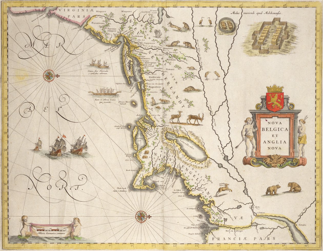 新比利时和新英格兰，酒吧的地图。在阿姆斯特丹c.1640 作者 琼·布劳