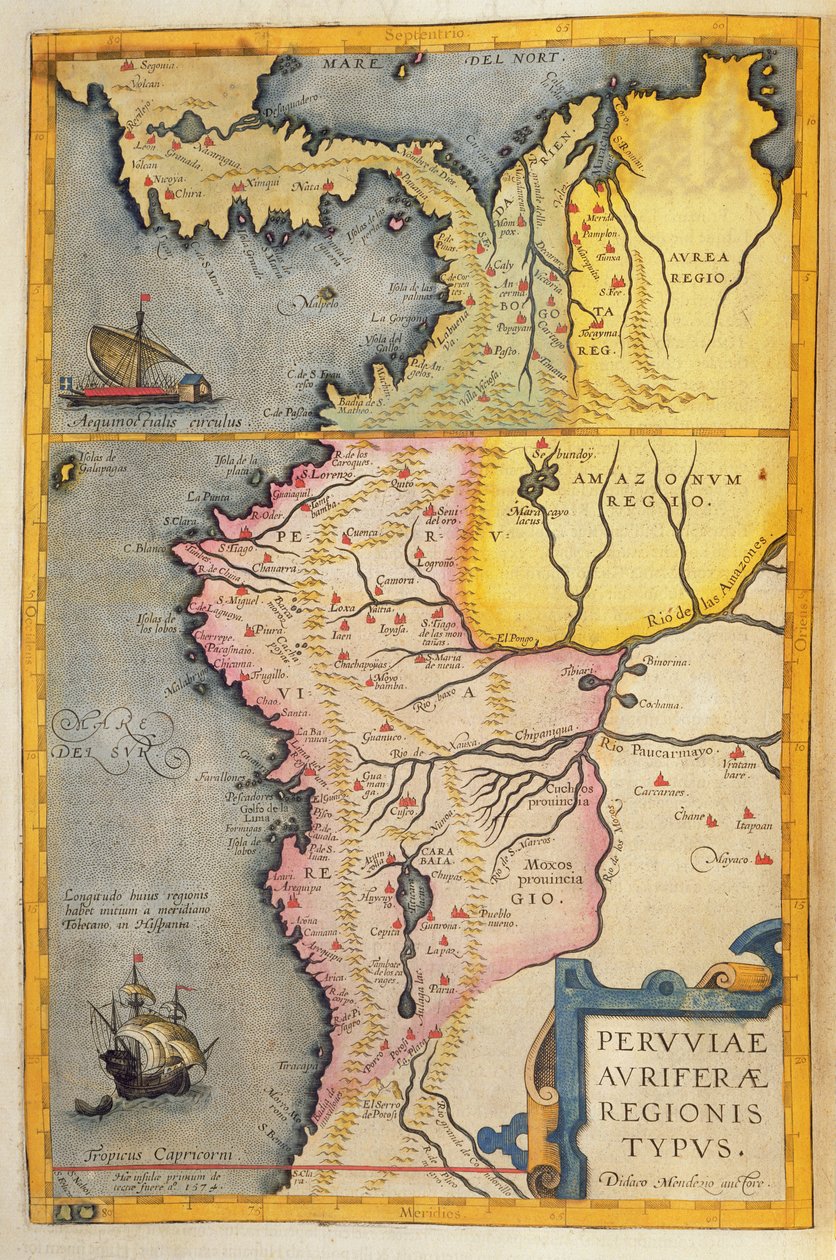 秘鲁的含金地区地图，来自&39;Atlas Maior，Sive Cosmographia Blaviana&39;，1662 作者 琼·布劳