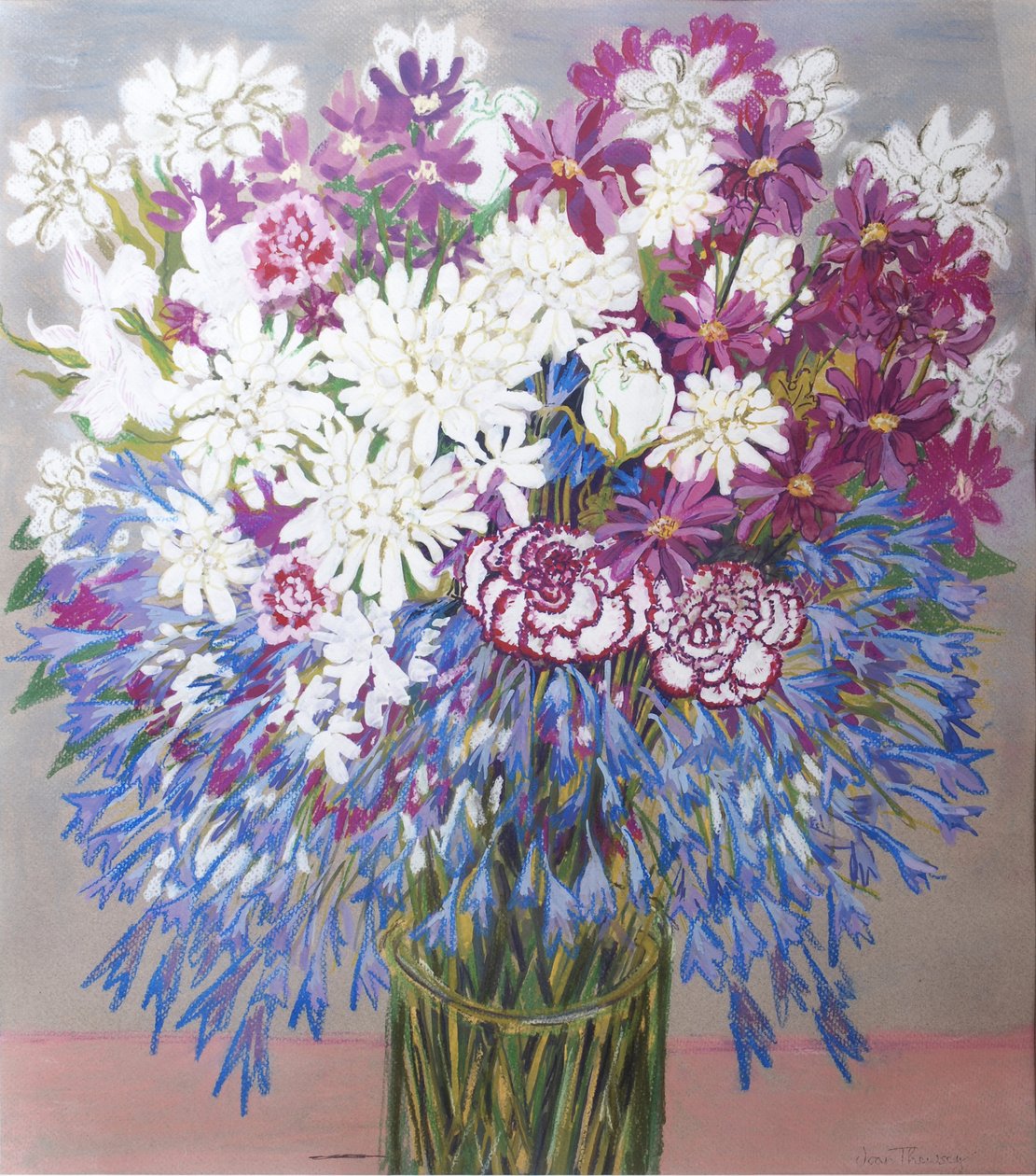 Agapantha，Chrysanthemums and Carnations，2012，Gouache 作者 琼·瑟西