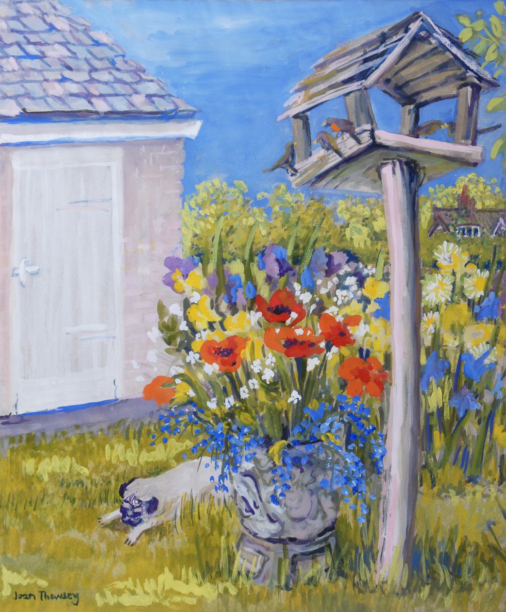 带鸟笼和帕格的小屋花园，2011年，水粉 作者 琼·瑟西