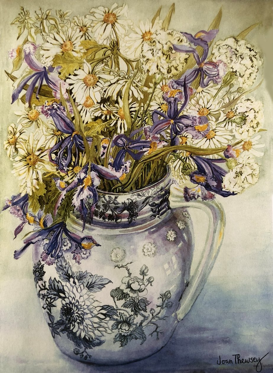 Copeland Jug中的虹膜，菊花和康乃馨， 作者 琼·瑟西