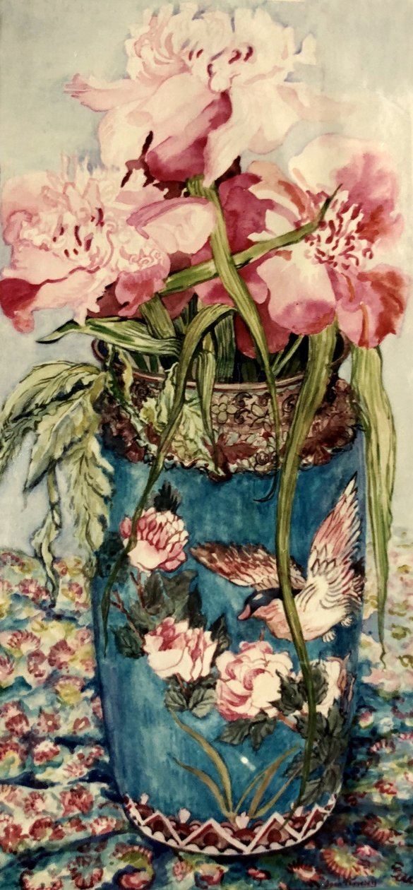 景泰蓝花瓶中的牡丹， 作者 琼·瑟西
