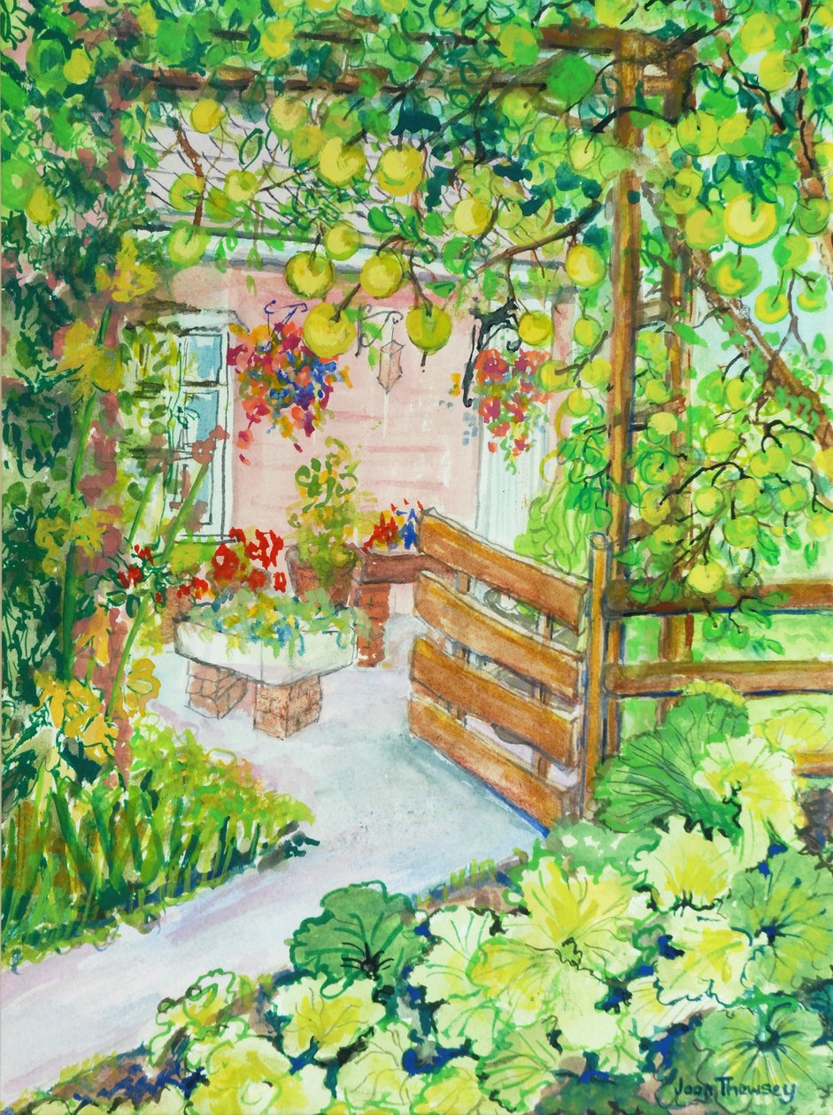 大黄和苹果，红色小屋工作室萨福克，2011年，水彩 作者 琼·瑟西