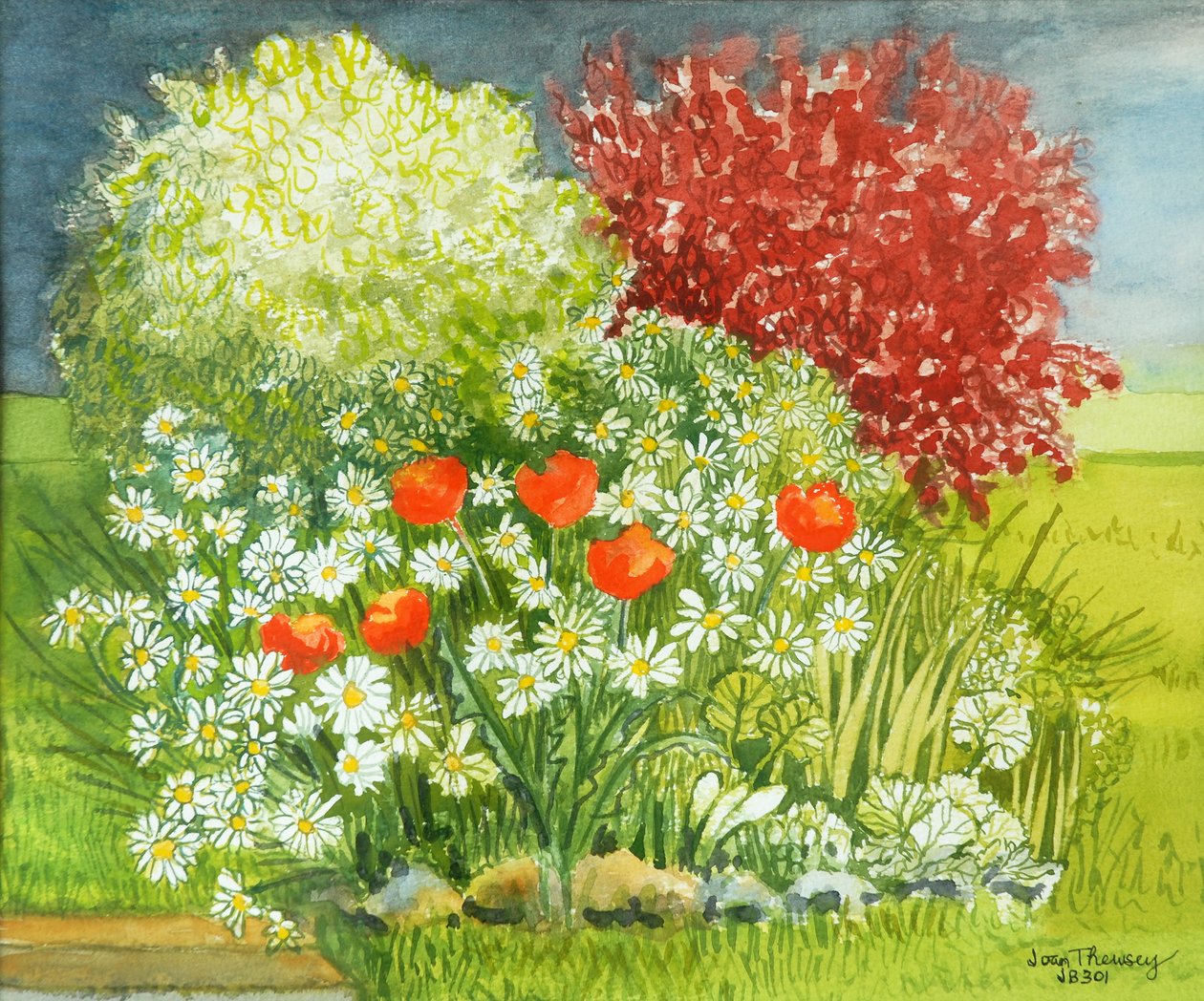 萨福克花园，Rain Comeing，2011，水彩 作者 琼·瑟西