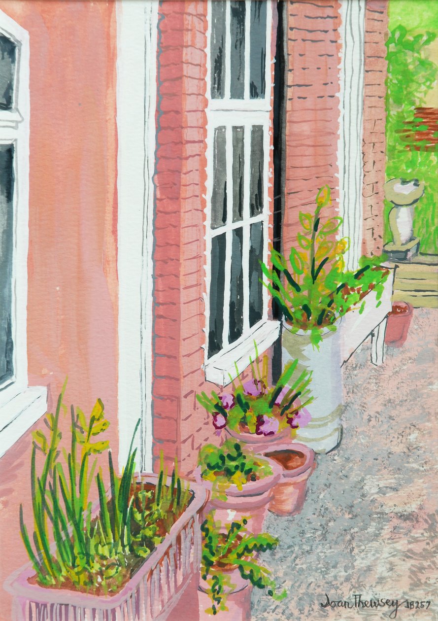查看从山寨厨房窗口与植物，2010年，水粉 作者 琼·瑟西