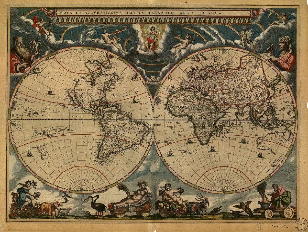 (Nova et accuratissima totius terrarum orbis tabula）。LOC 98687202 作者 琼·布劳