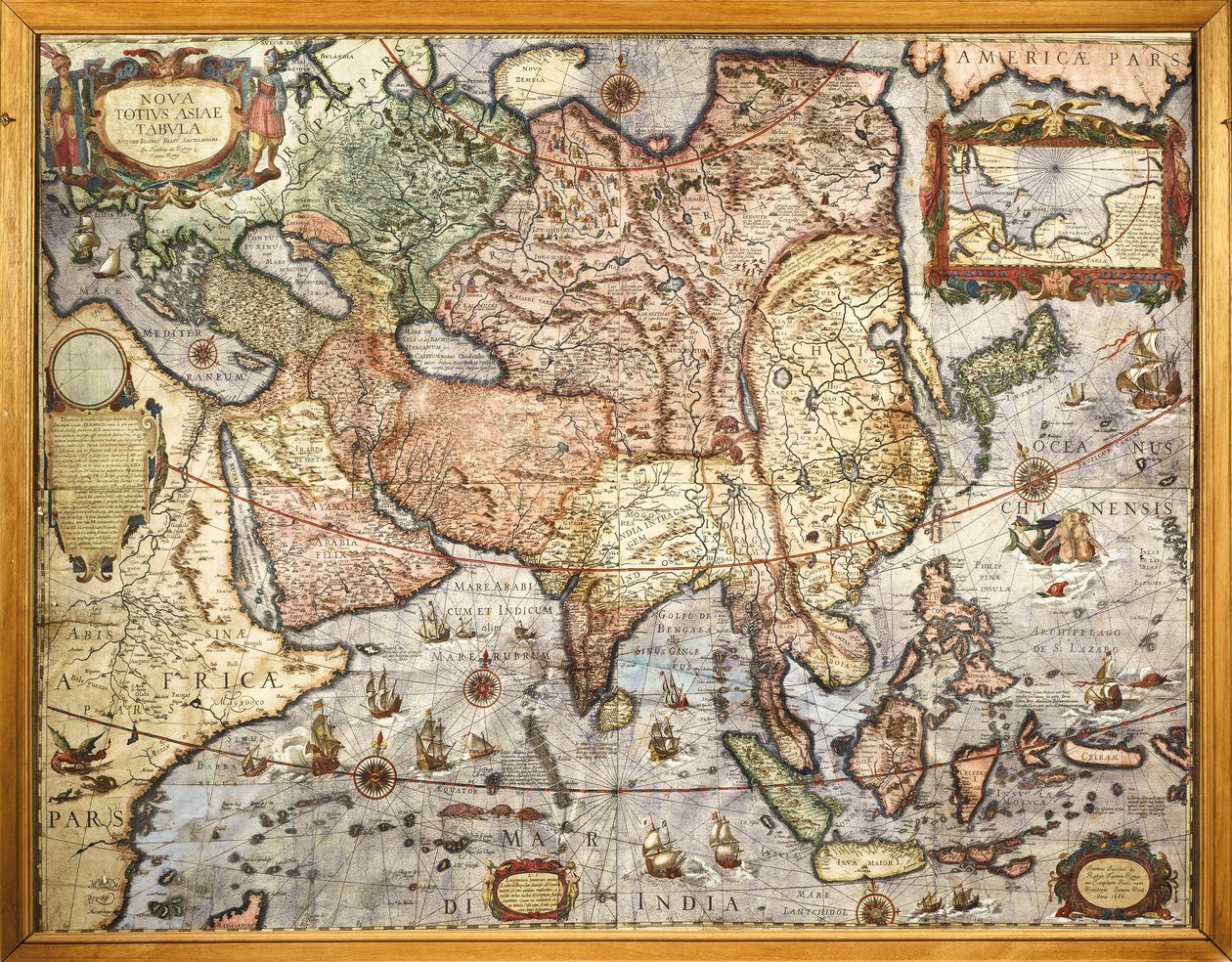 地图学，亚洲地图。摘自琼-布劳（1596-1673）的《地图集》，1686年印刷。 作者 琼·布劳