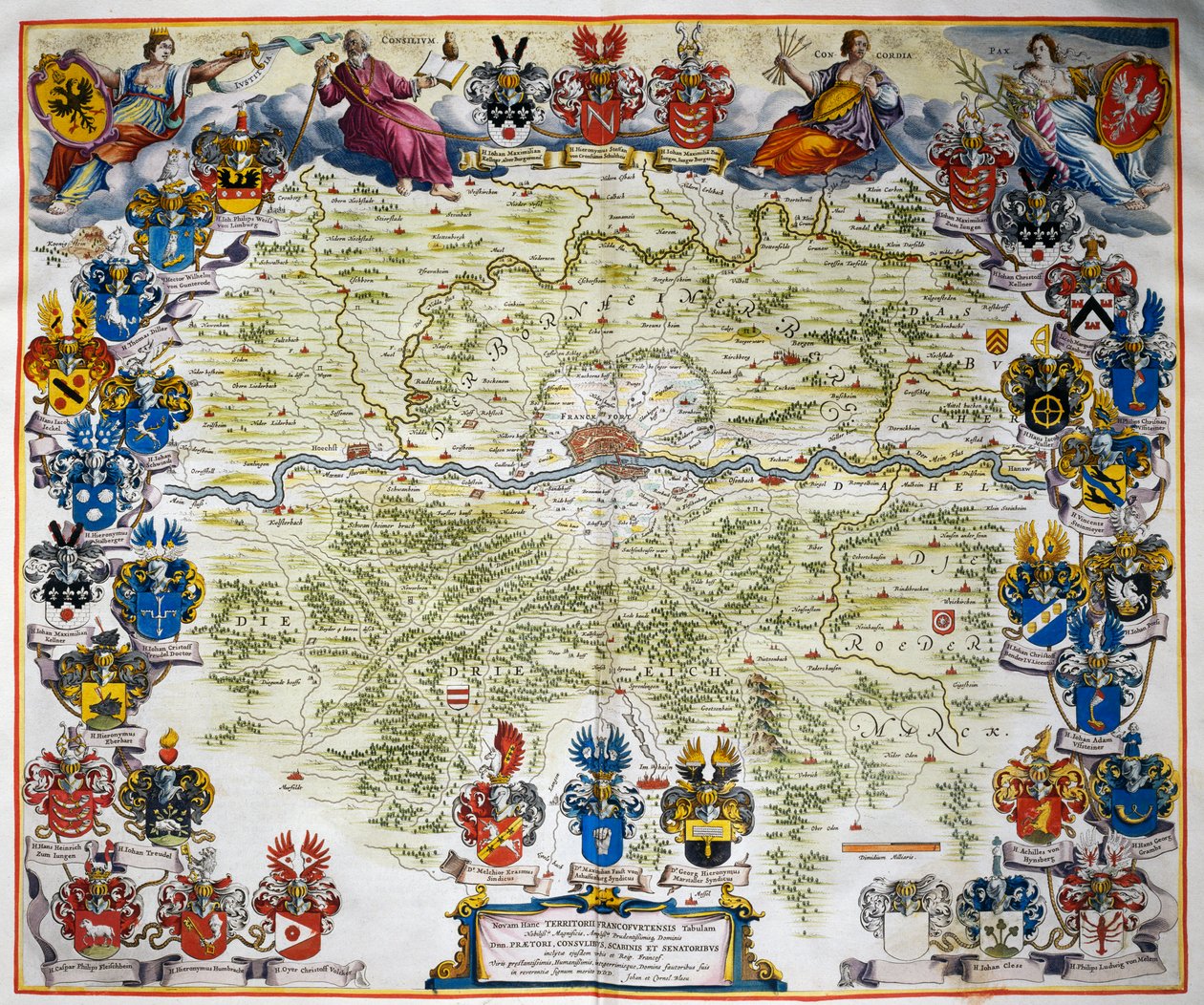 法兰克福及其领土，摘自Joan Blaeu（1596-1673）绘制的11卷地图集《Atlas Maior》，第三卷，铜版画，57.5x39厘米，阿姆斯特丹 作者 琼·布劳