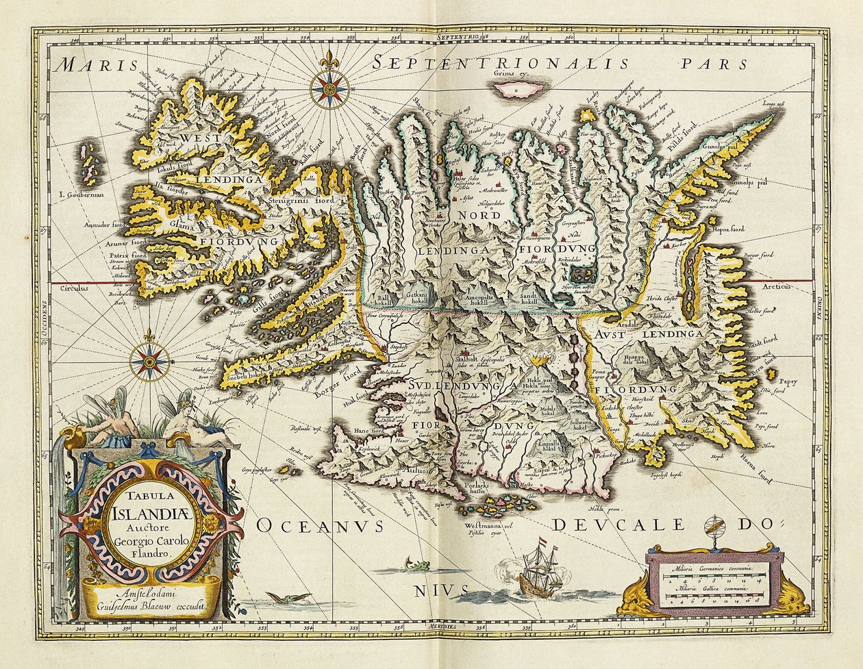 冰岛地图，出自“ Atlas Maior Sive Cosmographia Blaviana”，1662年 作者 琼·布劳