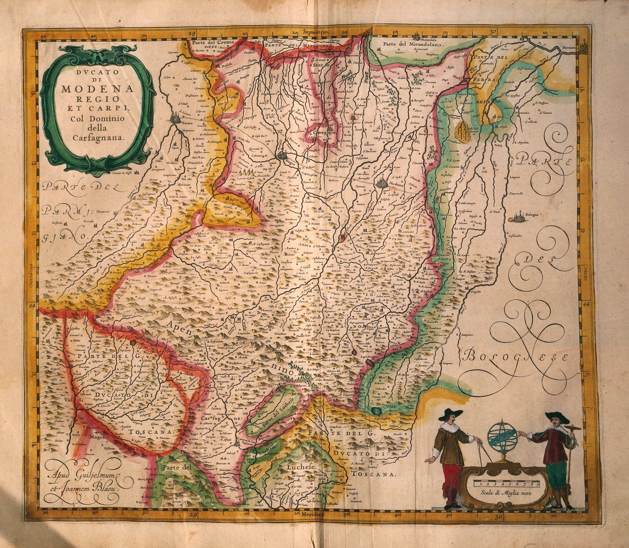 摩德纳地图，出自Joan Blaeu的Theatrum civitatum et admirandorum Italiae，雕刻。 作者 琼·布劳