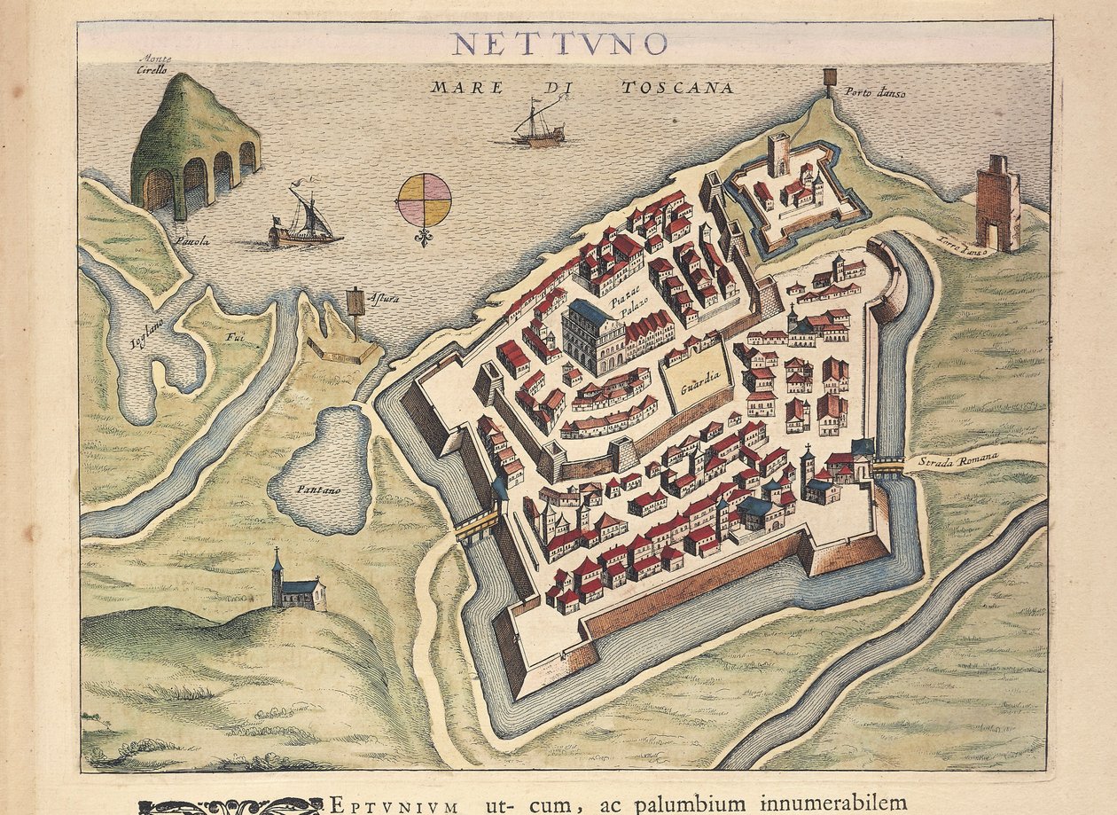 内图诺地图，摘自Theatrum civitatum et admirandorum Italiae，由Joan Blaeu雕刻。 作者 琼·布劳