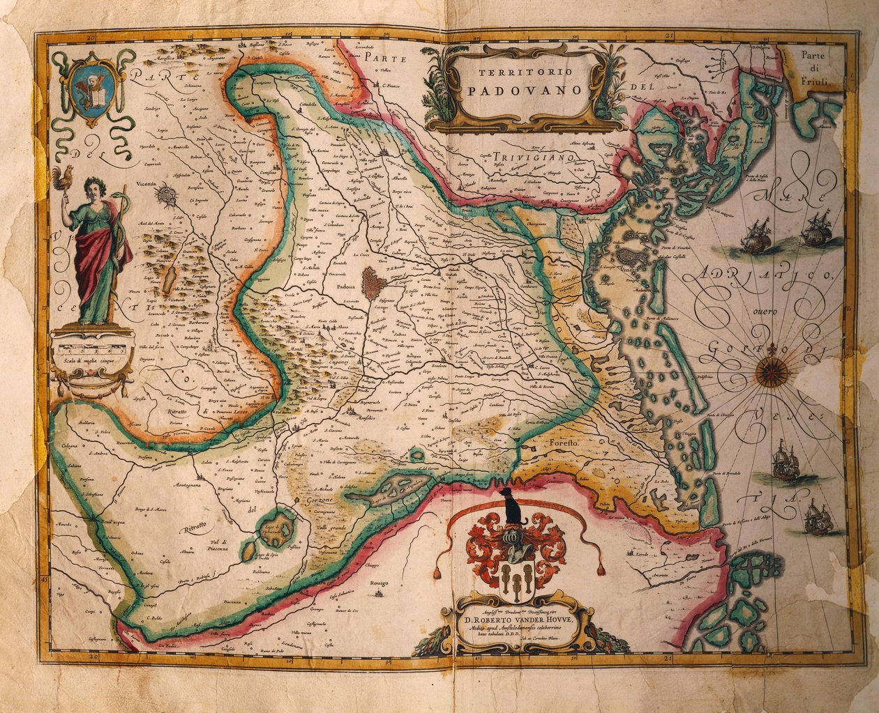 帕多瓦地区的地图，来自Theatrum civitatum et admirandorum Italiae，由Joan Blaeu雕刻。 作者 琼·布劳