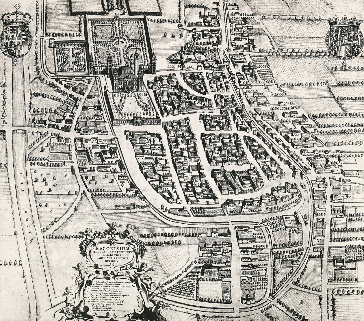 拉科尼吉地图，琼-布劳（1596-1673）的雕刻，意大利 作者 琼·布劳