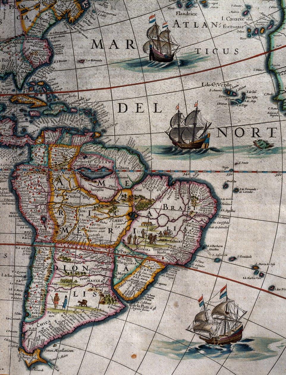 北大西洋和南美洲，第十一卷，Atlas Maior，作者Joan Blaeu（1596-1673），铜版画，阿姆斯特丹 作者 琼·布劳