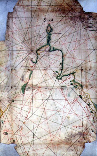 暹罗湾，约1679年（彩色雕刻）。 作者 琼·布劳