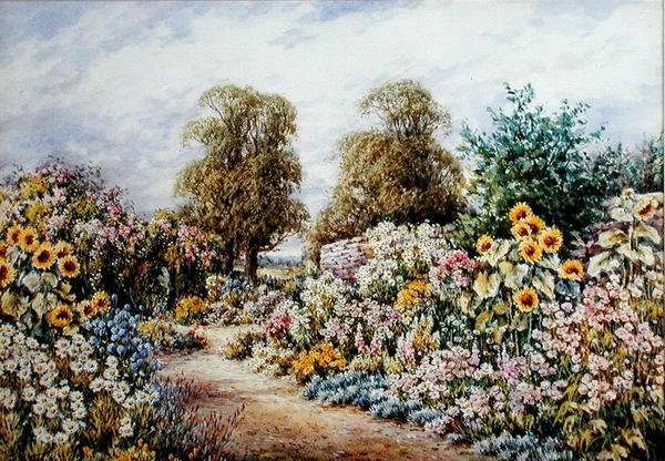花园边框（纸上水彩） 作者 琼·莫尼奥·斯坦纳德