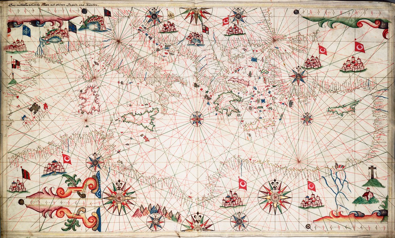 地中海海图，约 1640 年（牛皮纸） 作者 琼·奥利瓦